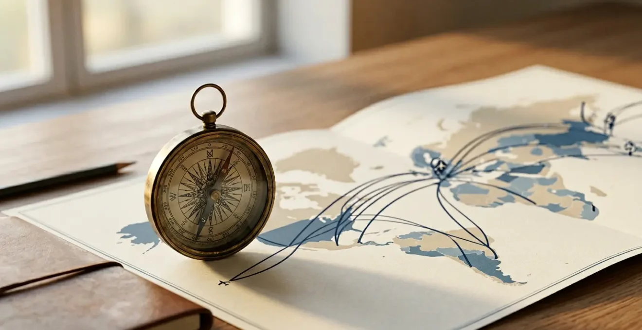 Confronto strategico tra diverse rotte aeree intercontinentali con elementi di pianificazione del viaggio